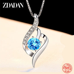 Blue Crystal Silver Necklace