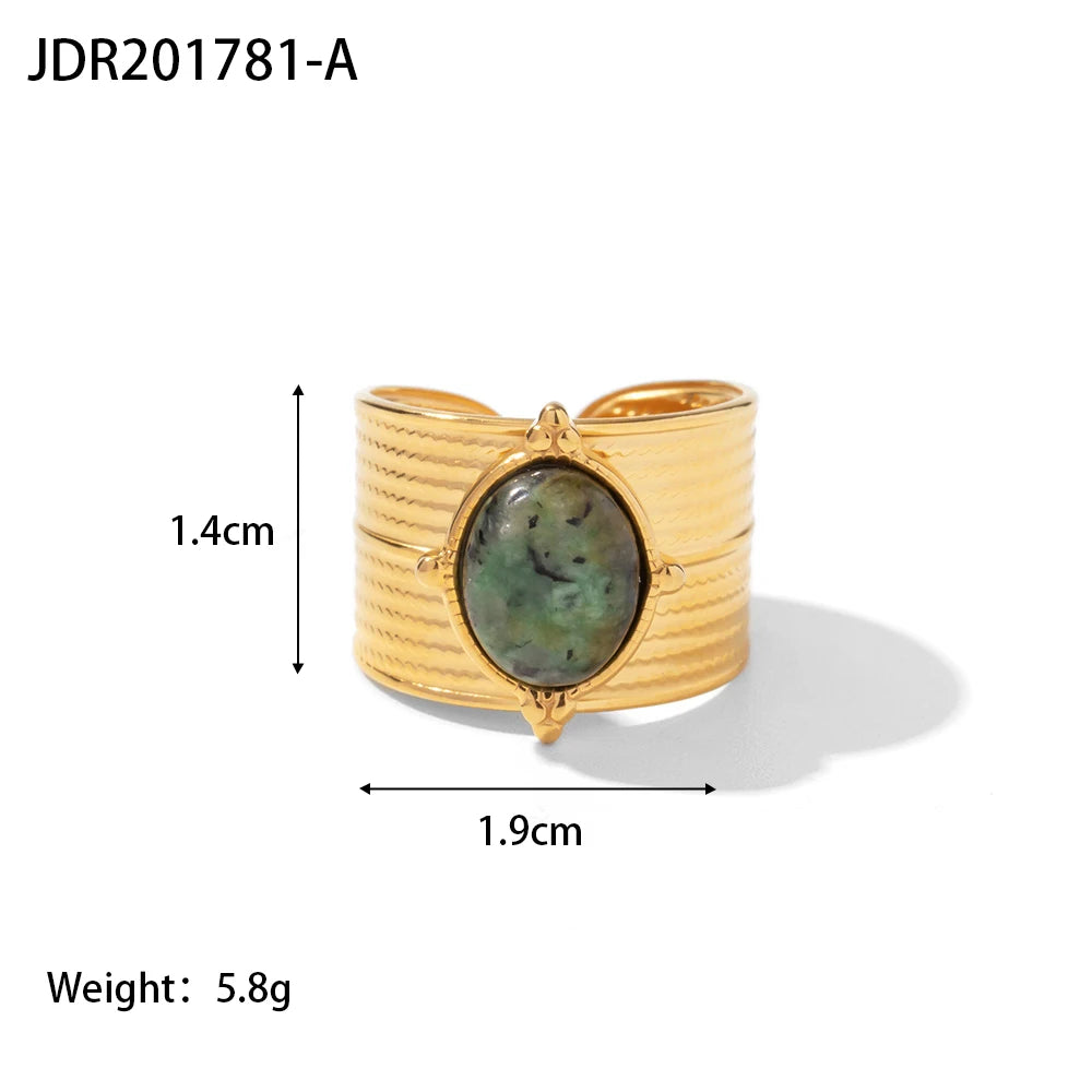 Natural Stone Steel Ring