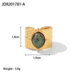 Natural Stone Steel Ring