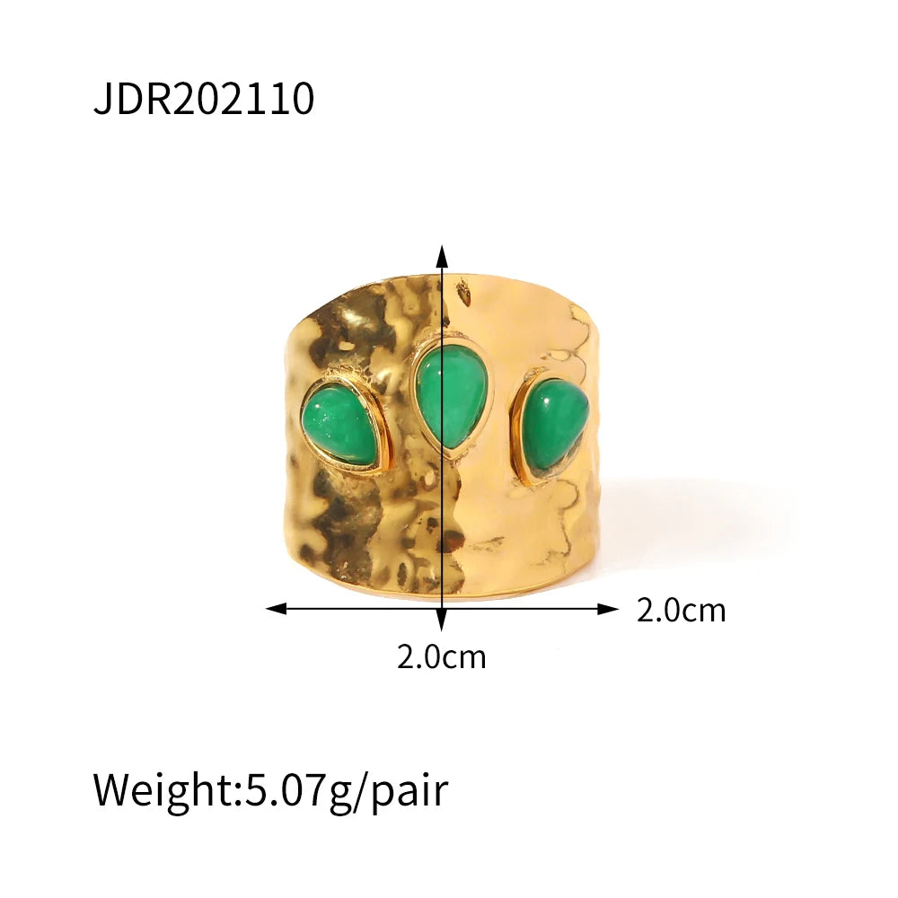 Natural Stone Steel Ring