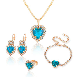 Blue Crystal Bridal Set