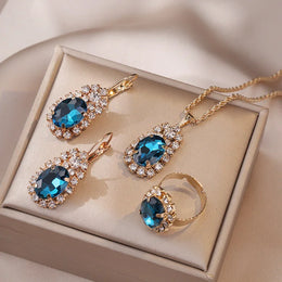 Blue Crystal Bridal Set