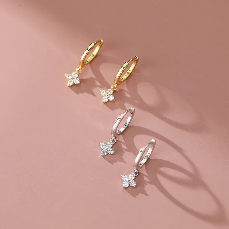 Floral Zircon Silver Studs