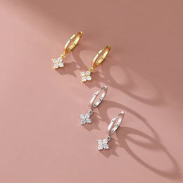 Floral Zircon Silver Studs