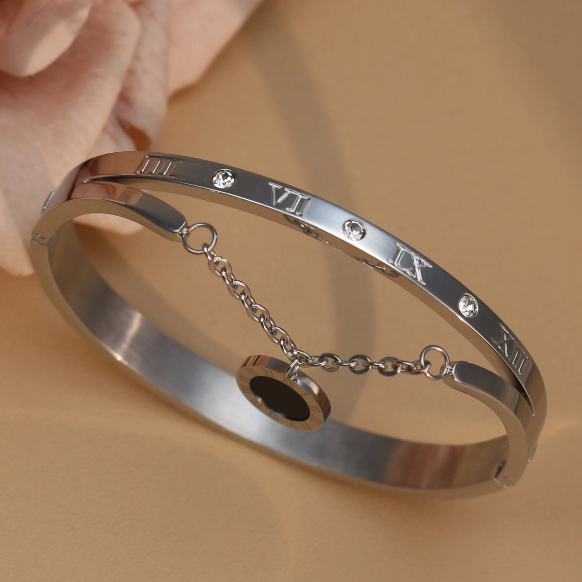 Roman Crystal Steel Bangle