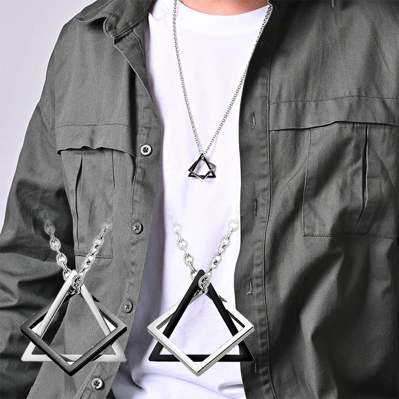 Interlocking Geometric Steel Necklace
