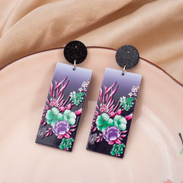Black Acrylic Flower Earrings