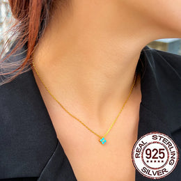 Turquoise Clover Silver Necklace