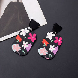 Black Acrylic Flower Earrings