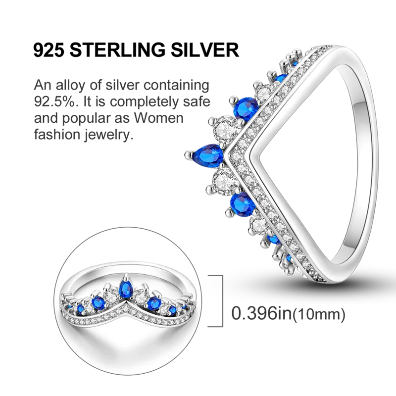 Blue Zircon Moon Ring
