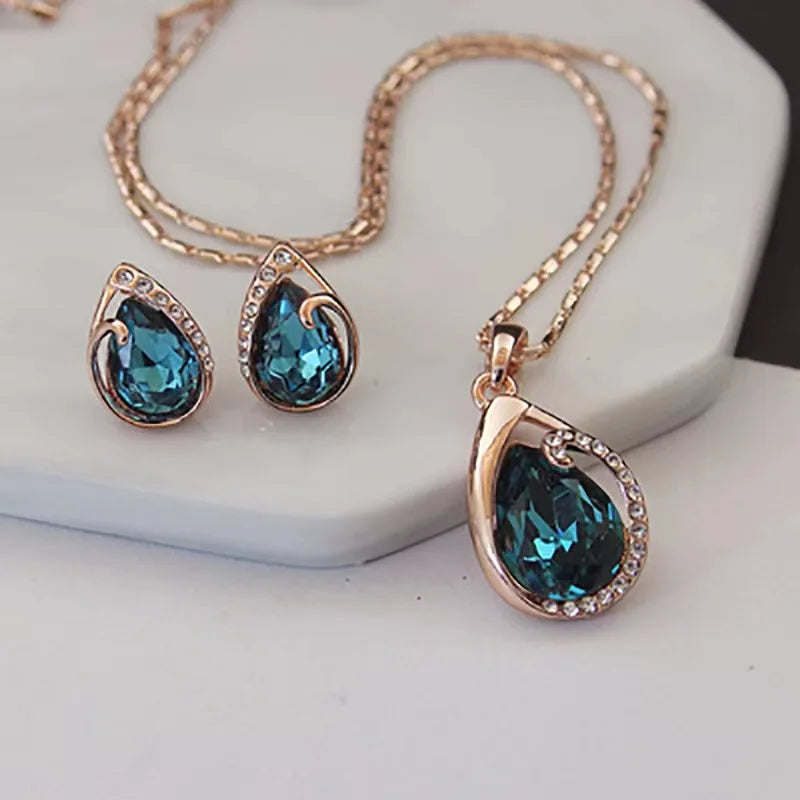 Blue Waterdrop Jewelry Set