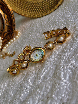 Pearl Oval Rhinestone Watch