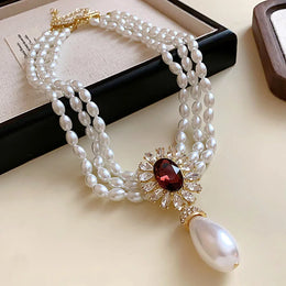 Floral Rhinestone Pearl Set