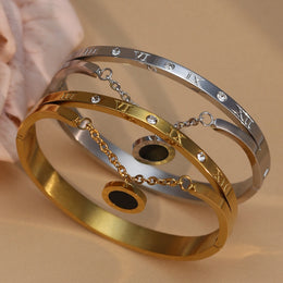 Roman Crystal Steel Bangle