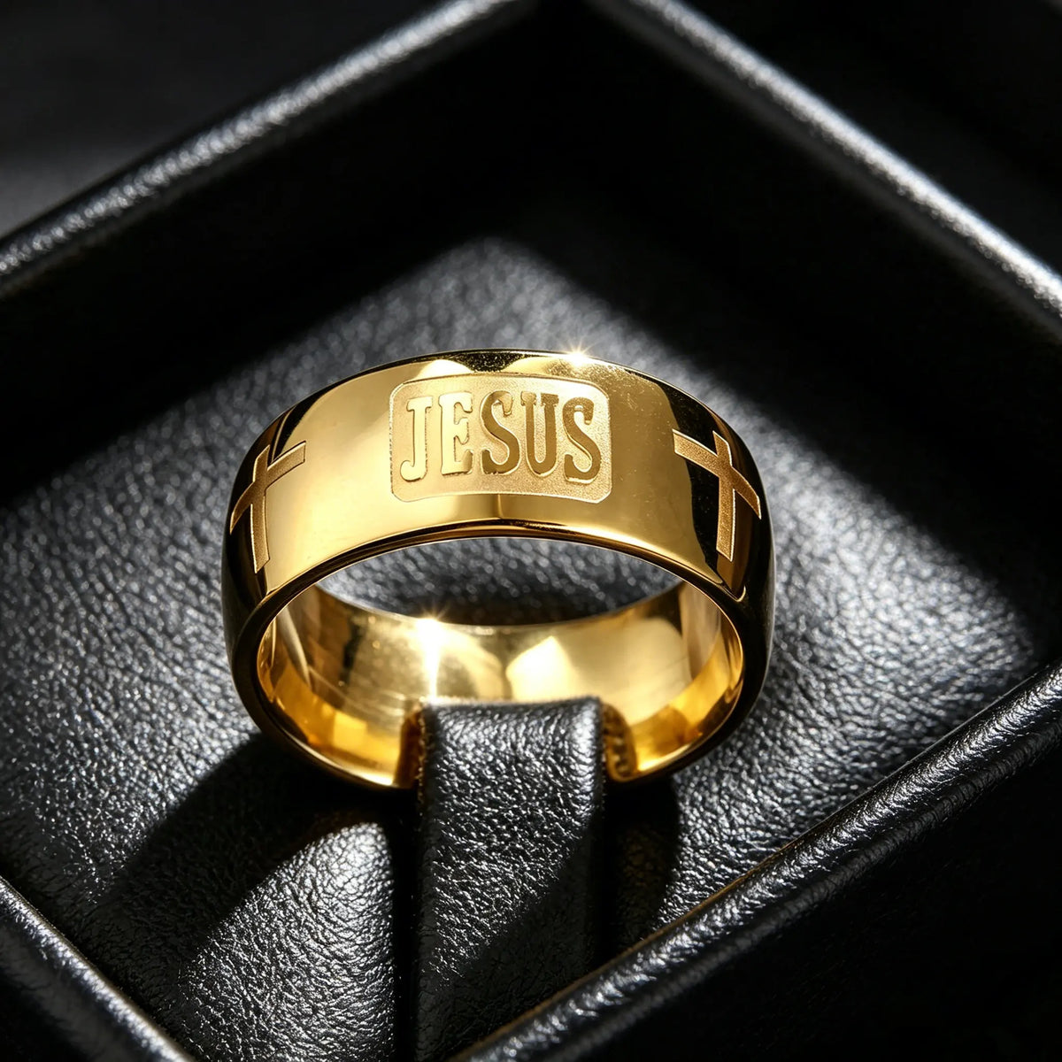 Christian Cross Engraved Ring