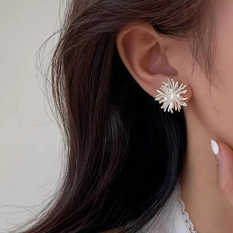 Zircon Flower Stud Earrings