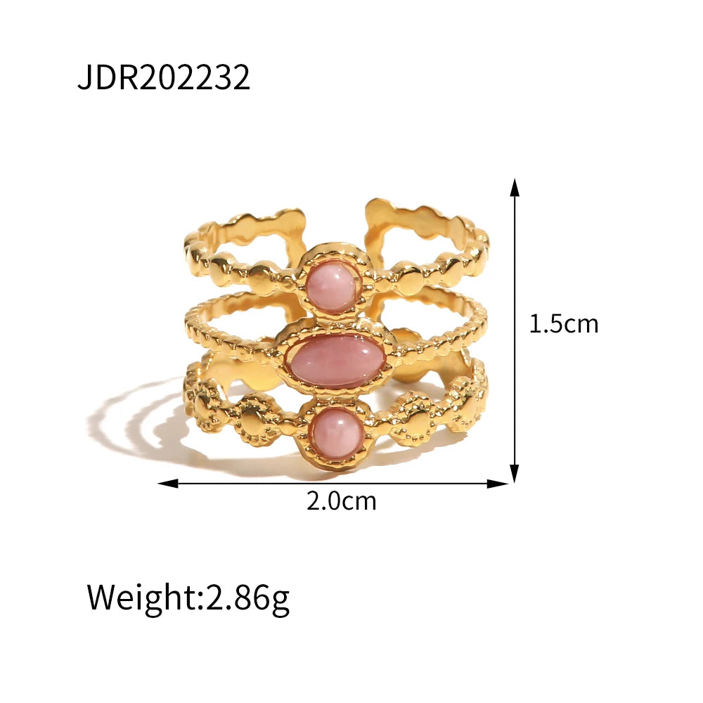 Natural Stone Steel Ring