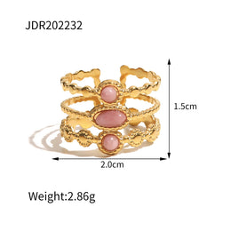 Natural Stone Steel Ring