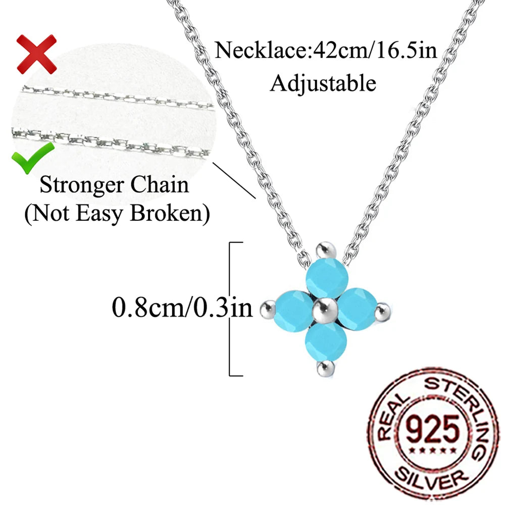 Turquoise Clover Silver Necklace