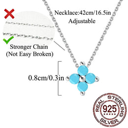 Turquoise Clover Silver Necklace