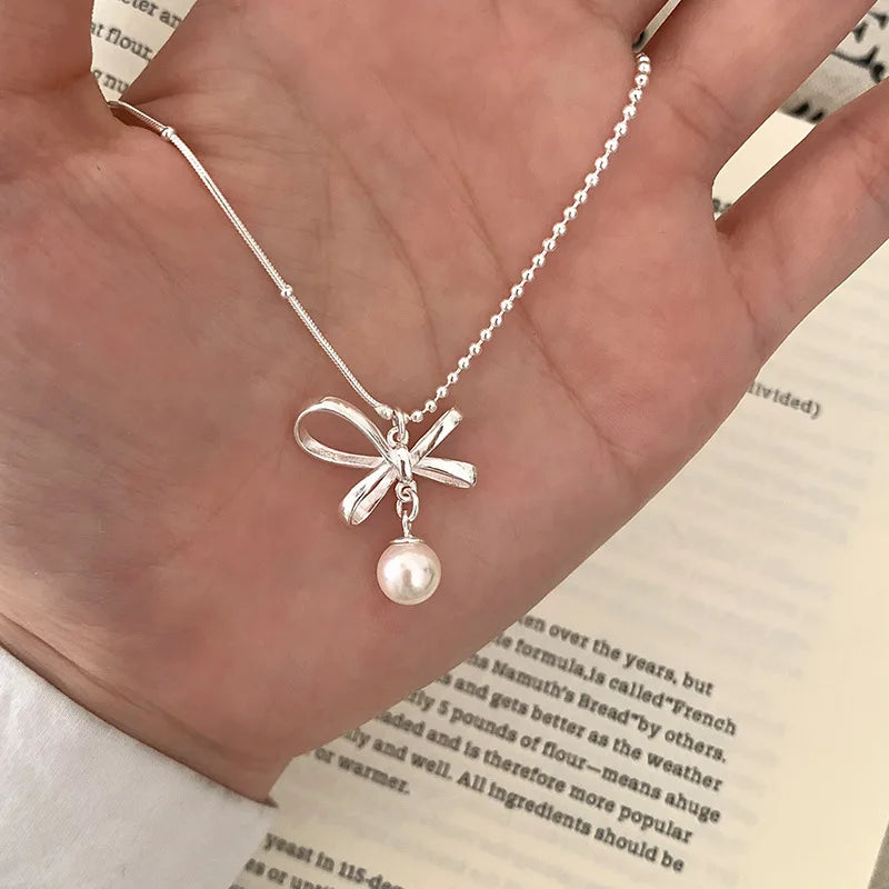 Sterling Pearl Chain Necklace