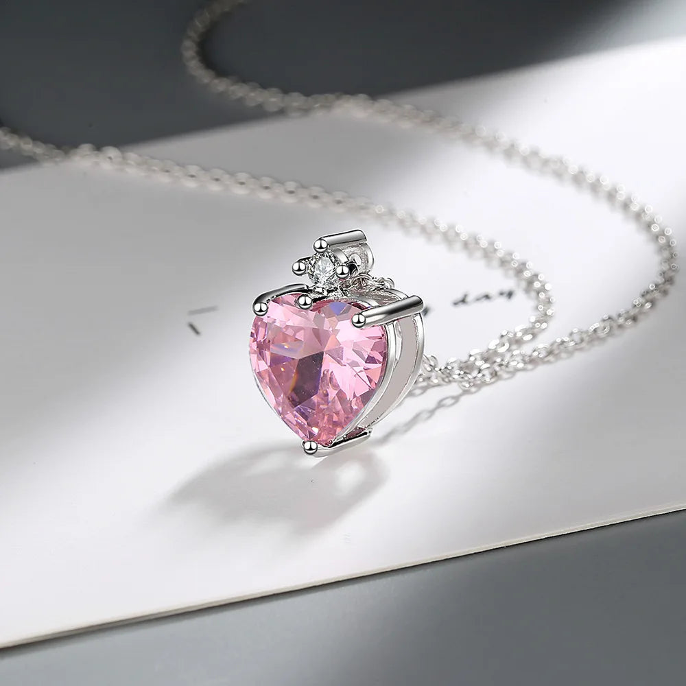 Pink Heart Zircon Necklace