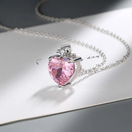 Pink Heart Zircon Necklace
