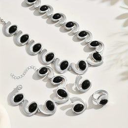 Geometric Black Jewelry Set