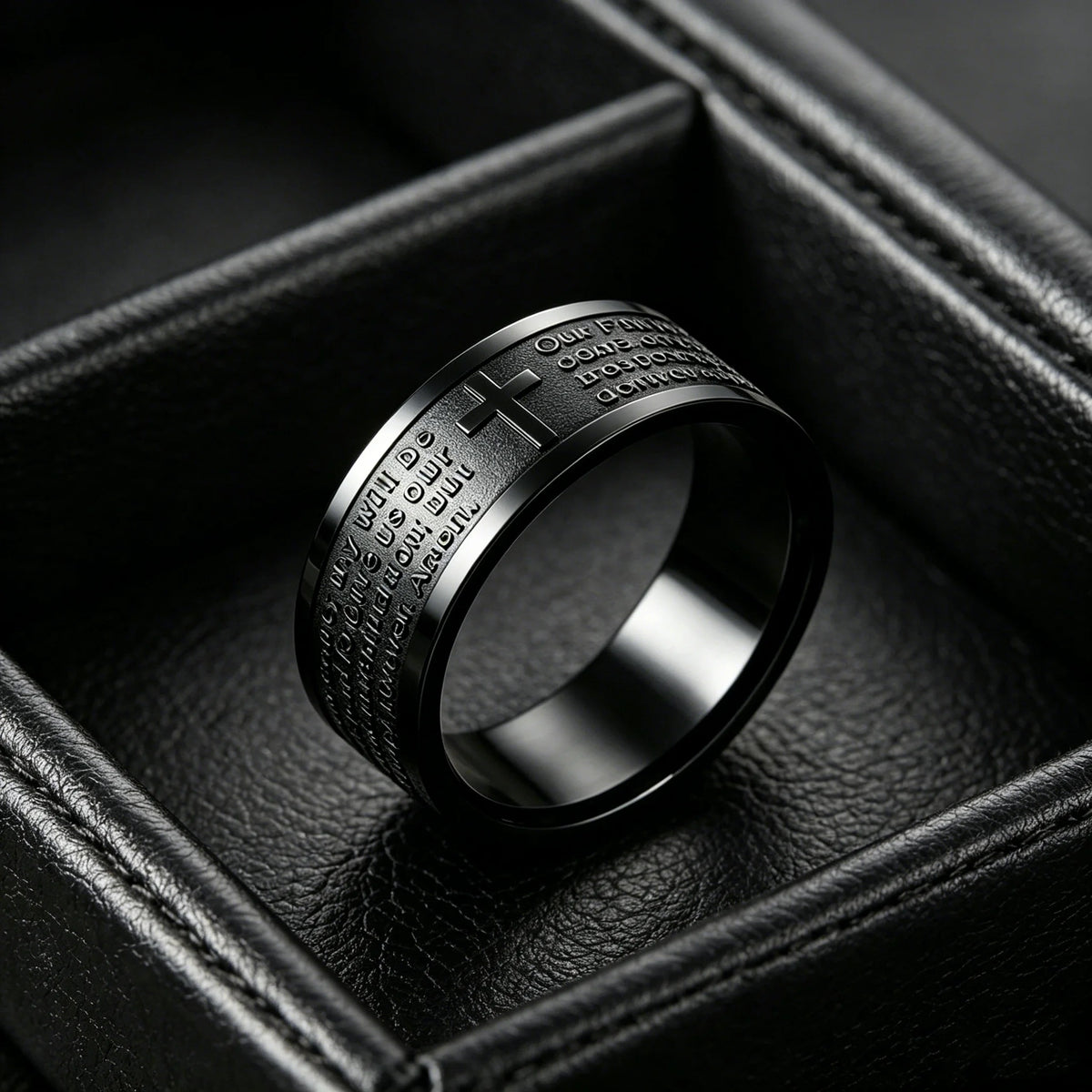 Christian Cross Engraved Ring