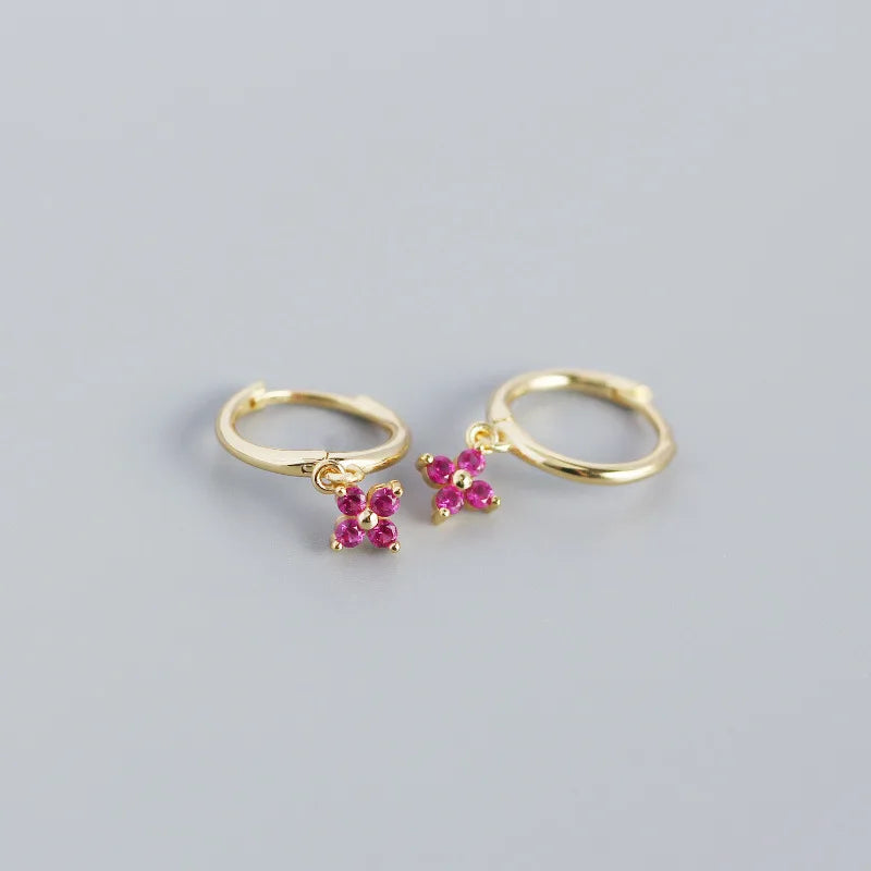 Floral Zircon Silver Studs