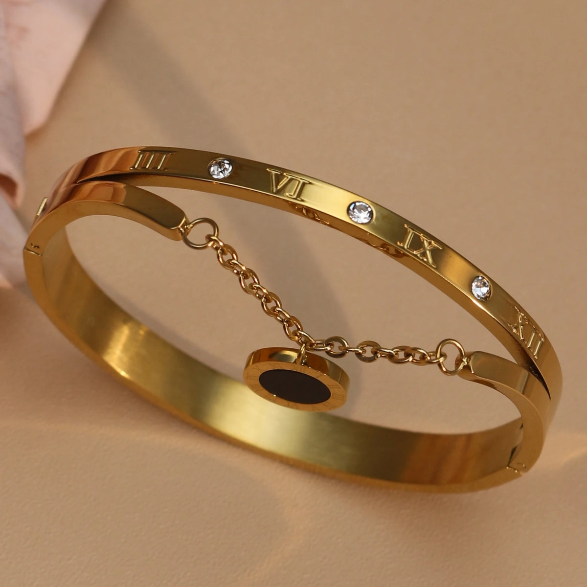 Roman Crystal Steel Bangle