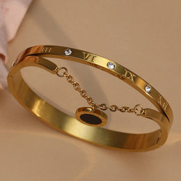 Roman Crystal Steel Bangle