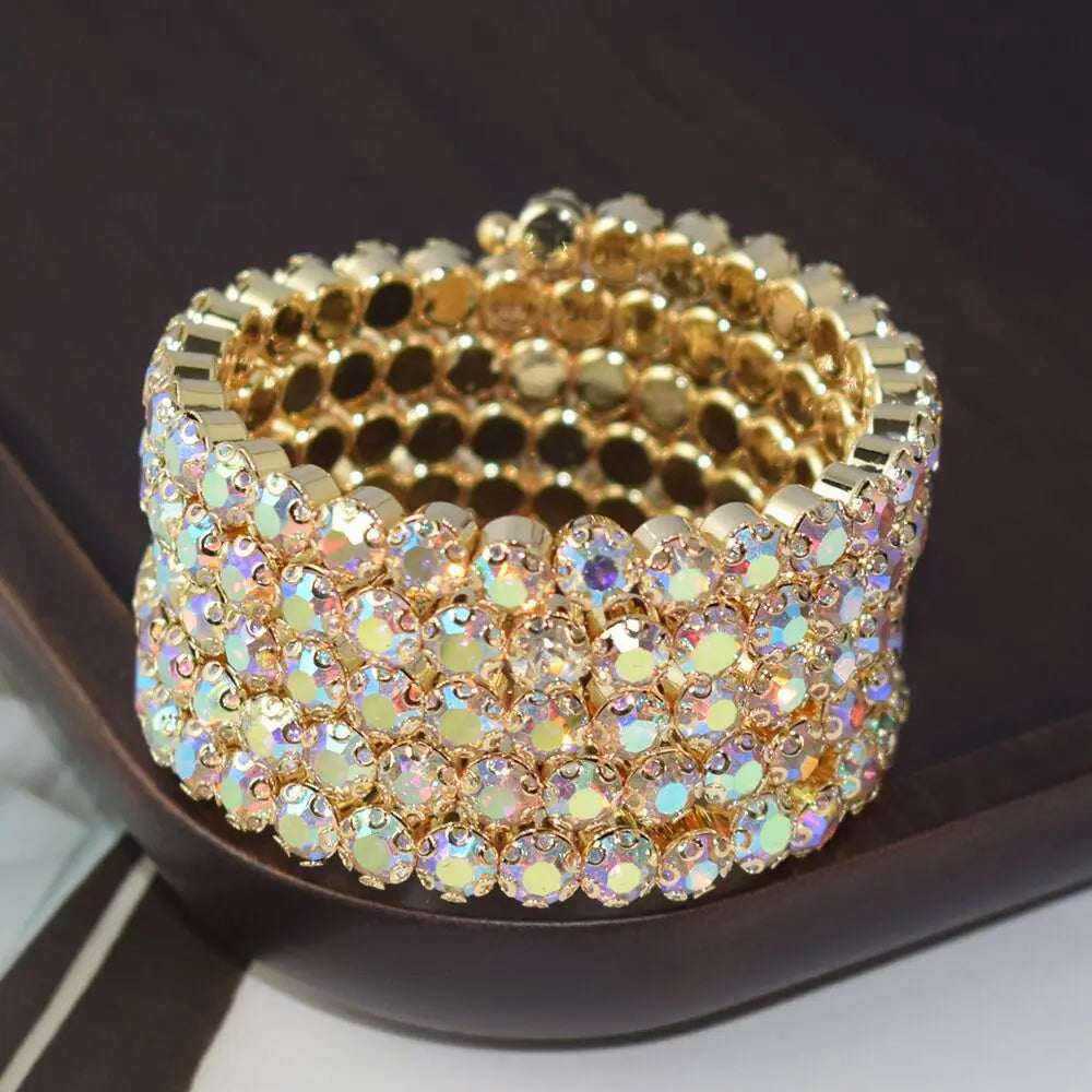 Crystal Bridal Layered Bangles