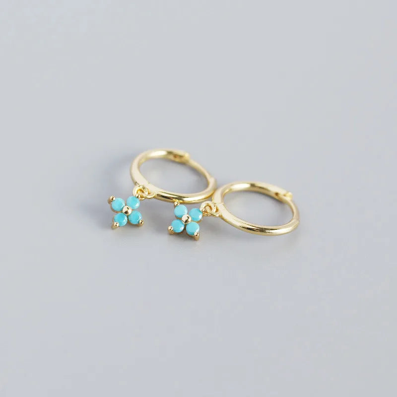 Floral Zircon Silver Studs