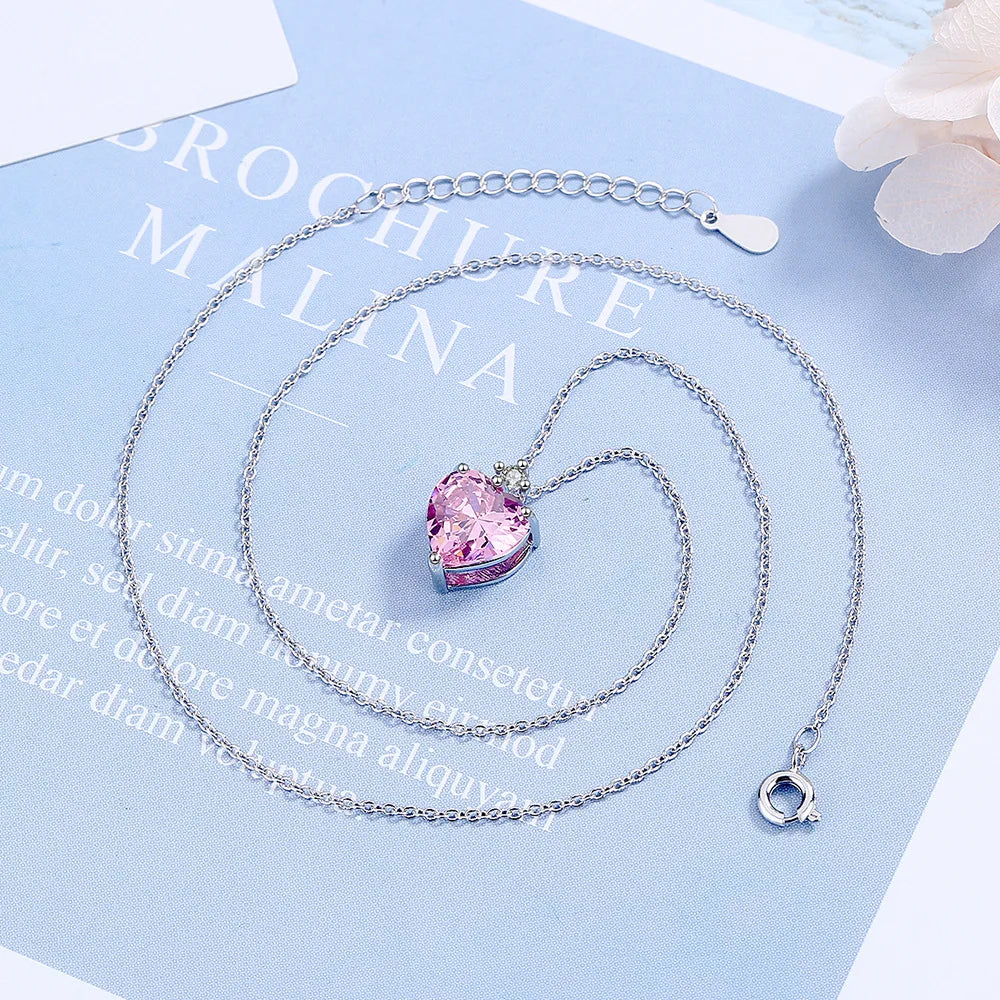 Pink Heart Zircon Necklace