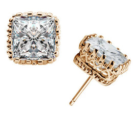 Square Zircon Silver Earrings