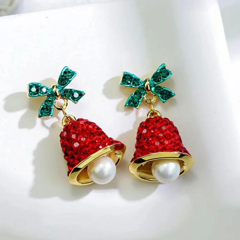Christmas Bow Bell Earrings