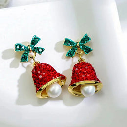 Christmas Bow Bell Earrings
