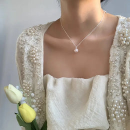 Sterling Pearl Chain Necklace