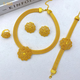 Flower Gold Jewelry Set