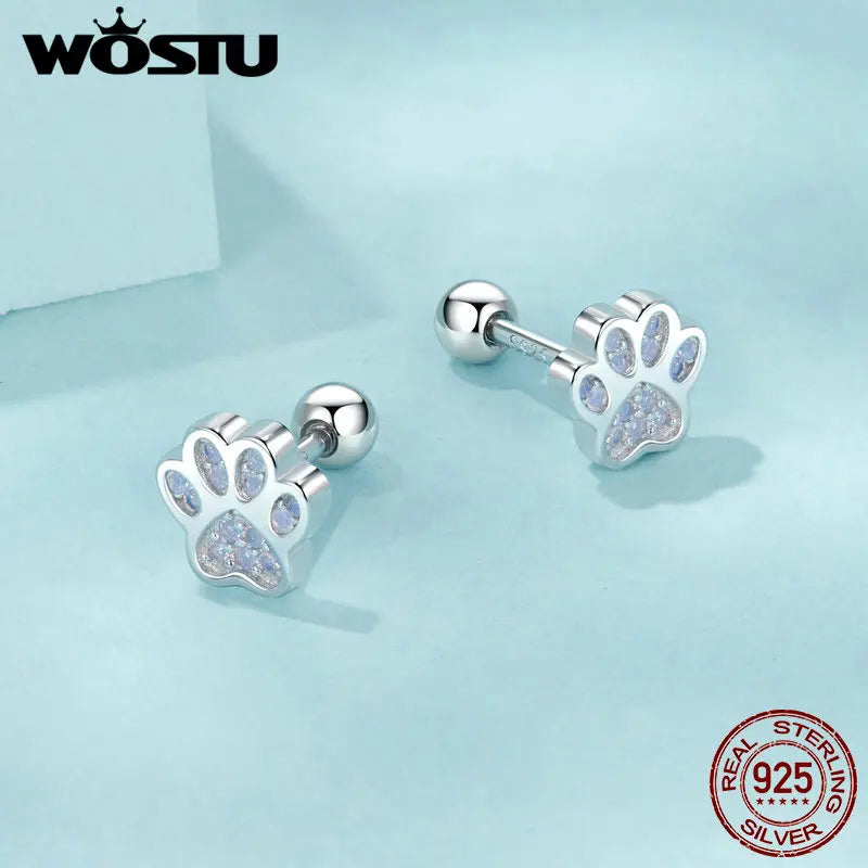 Pink Opal Paw Studs