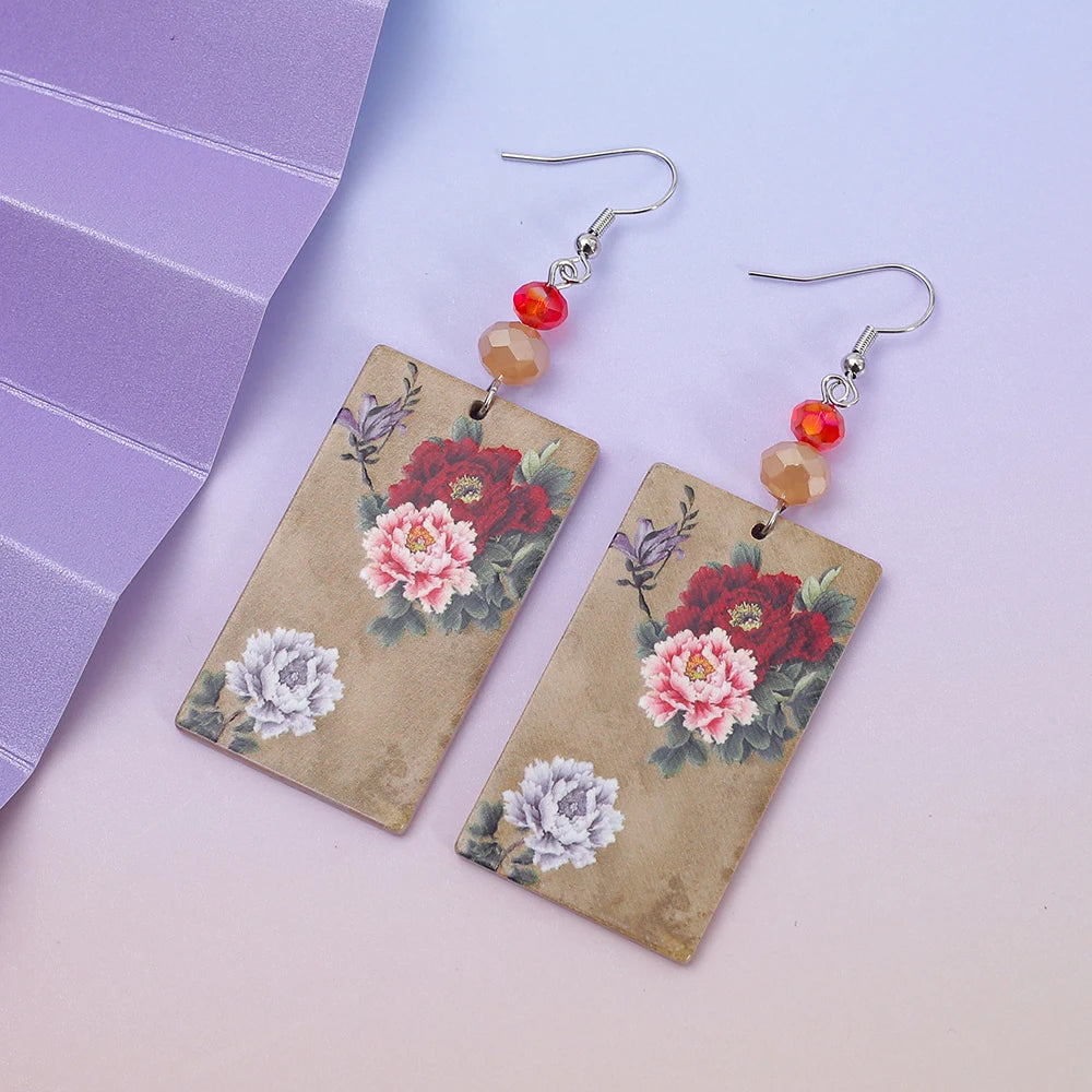 Black Acrylic Flower Earrings