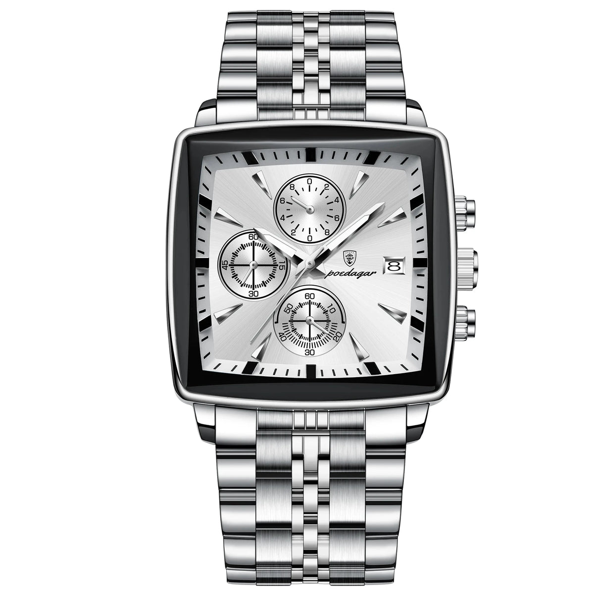 POEDAGAR Square Chronograph Watch