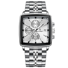 POEDAGAR Square Chronograph Watch