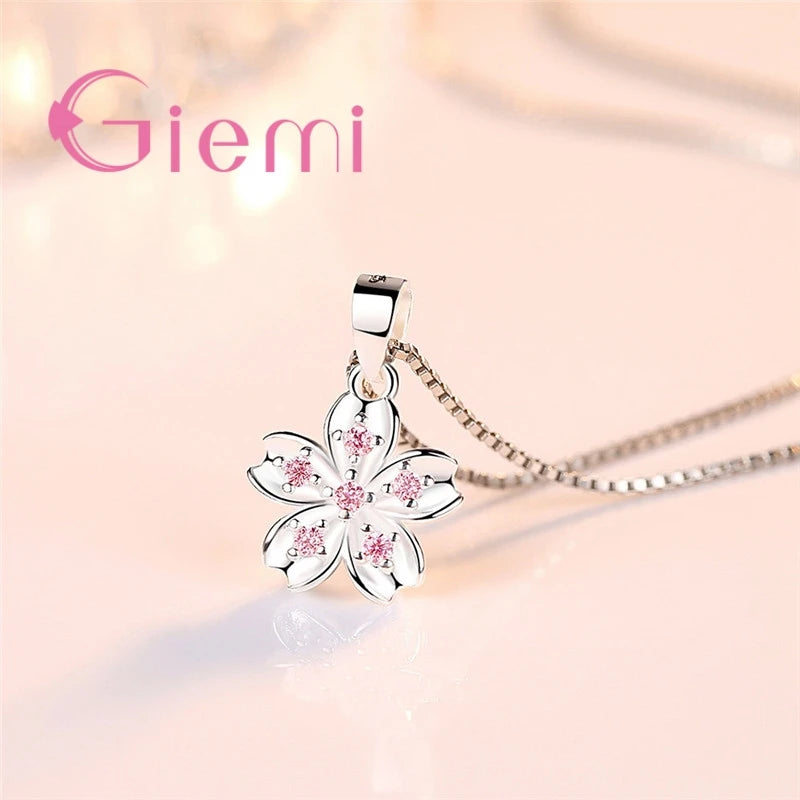 Cherry Blossom Zircon Necklace