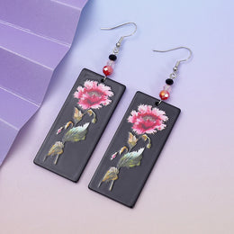 Black Acrylic Flower Earrings