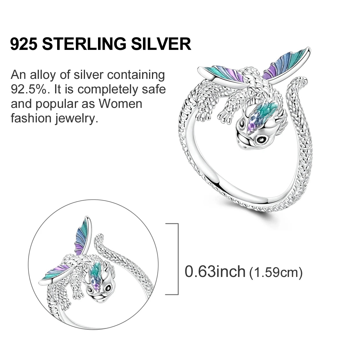 Blue Zircon Moon Ring