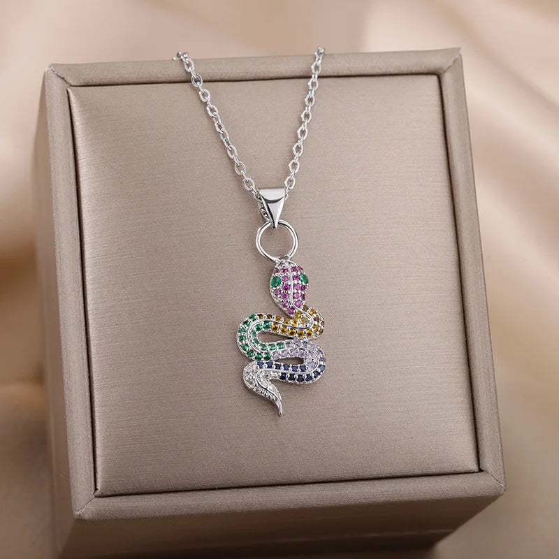 Gold Snake Pendant Necklace