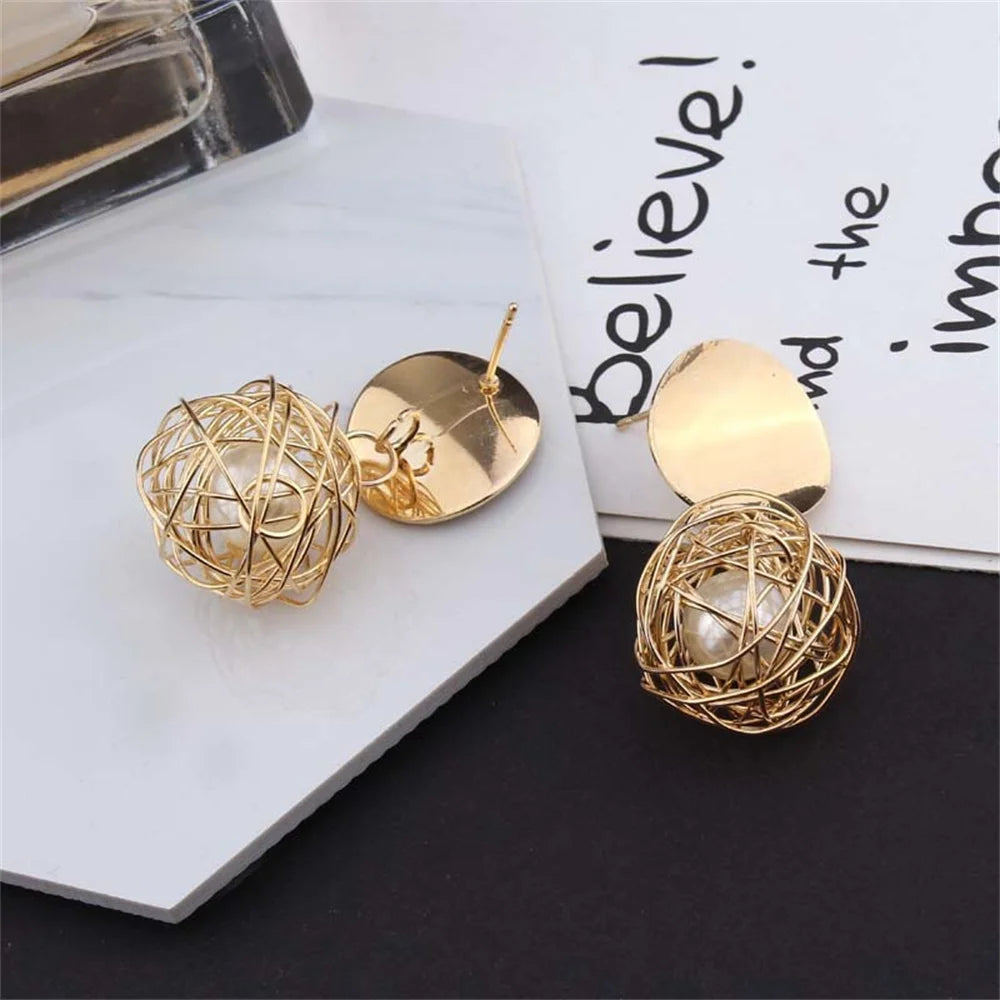 Twisted Wire Ball Earrings