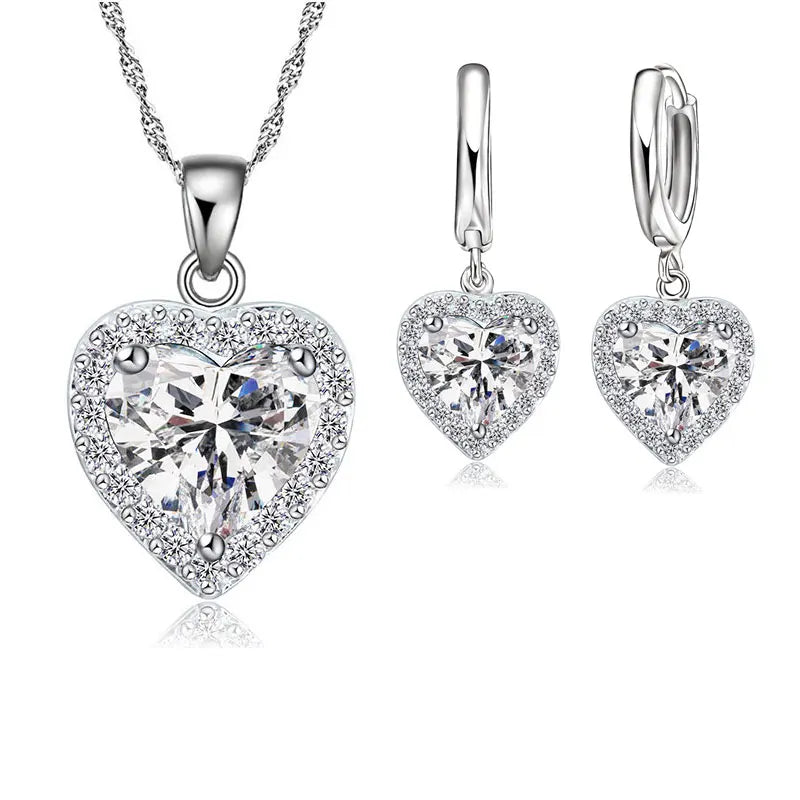 Heart Zircon Sterling Set